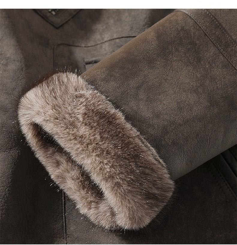 Мужская кожаная куртка с мехом и воротником большого размера - Зимняя версия