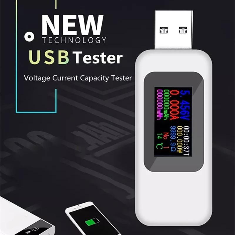 USB-тестер с цветным дисплеем постоянного тока 10 в 1, ток 0-5 А, напряжение 4-30 В, тестер зарядного устройства USB, измеритель мощности, детектор мобильных батарей