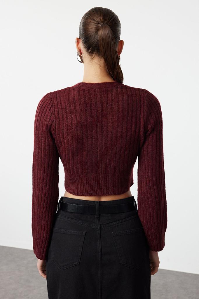 Women's Elegance Style Sweater Stone Crop Soft Textured Double Breasted Knitwear Sweater
