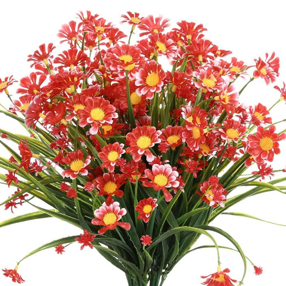 Artificial Daisy Bouquet 7 Stems PVC Fake Flowers for Home Wedding Porch Party Decor Realistic Floral Arrangement Centerpieces