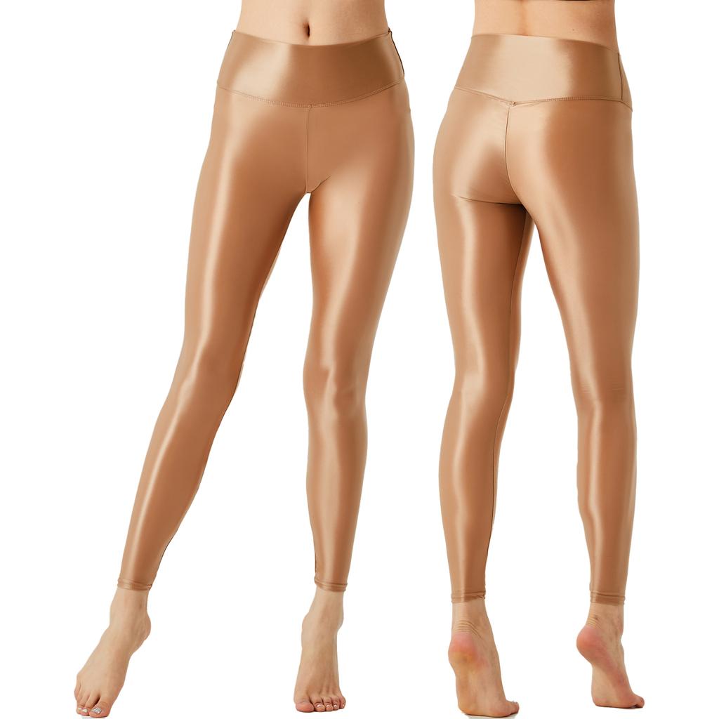 Women's Glossy Pantyhose Tights Skinny Leggings Footless Nylon Sheer Stretch Yoga Pants