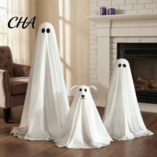 Decorative Lights for Halloween Night Ghost Dog Decoration, Spooky Ornament with LED And Ornaments Remote Control, Creepy Glowing Ghostly Prop Haunted