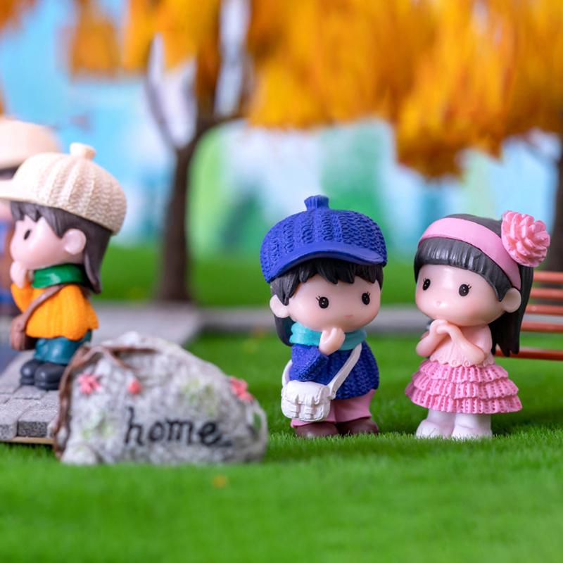 Mini Doll Figurines Lovers Figures Couple Miniature Decor Boy Girl Model For Fairy Garden Home Ornaments Valentine'S Day Gift
