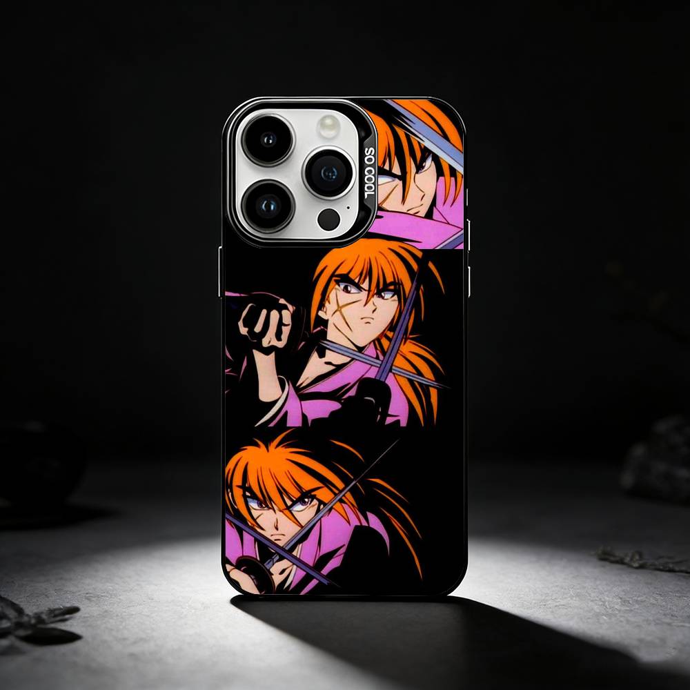 Anime R-Rurouni Kenshin Phone Case For iPhone 17,16,15,14,13,12,11 Plus,Pro Max,XS,Colored silver phone case