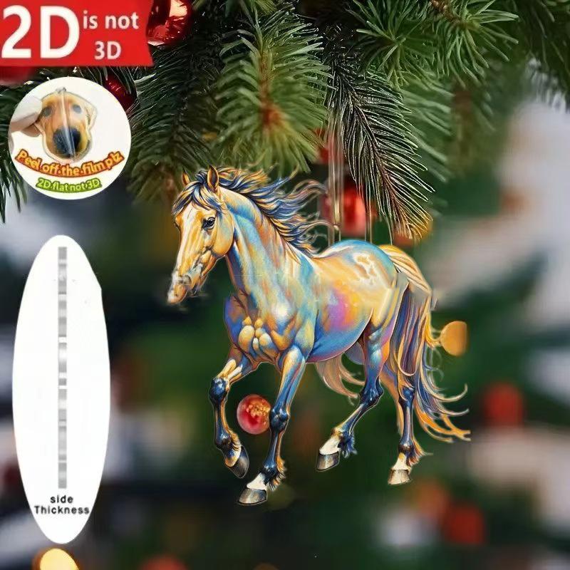 Cute Cat 2D Flat Acrylic Christmas Pendant Festive Christmas Tree Hanging Ornaments For Holiday Festive Xmax Tree Decoration