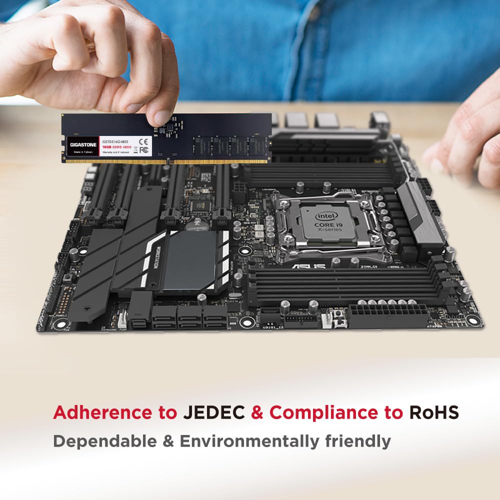 Performance Memory GIGASTONE 16GBx1 DDR5 4800MHz CL UDIMM 288 Pin Unbuffered PC Desktop Only High Performance Memory Module Upgrade [High DDR5]