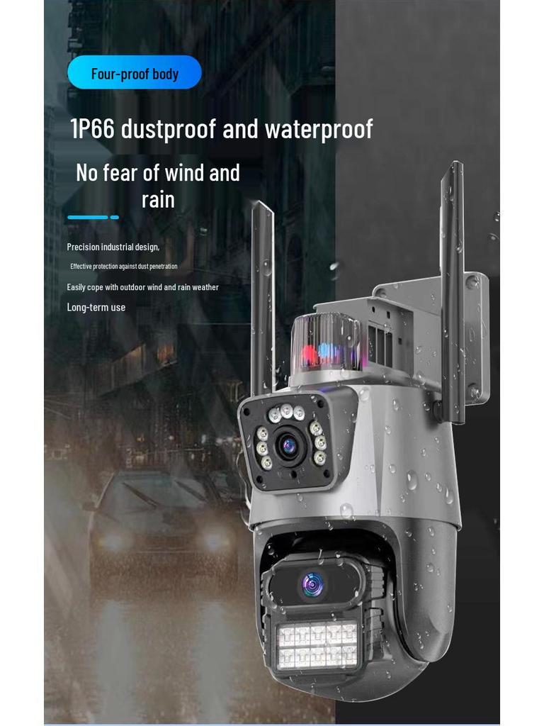 v360 Ultra HD WiFi Outdoor Surveillance Camera with Dual-Lens, Dual-Screen, Night Vision, and Waterproof Features