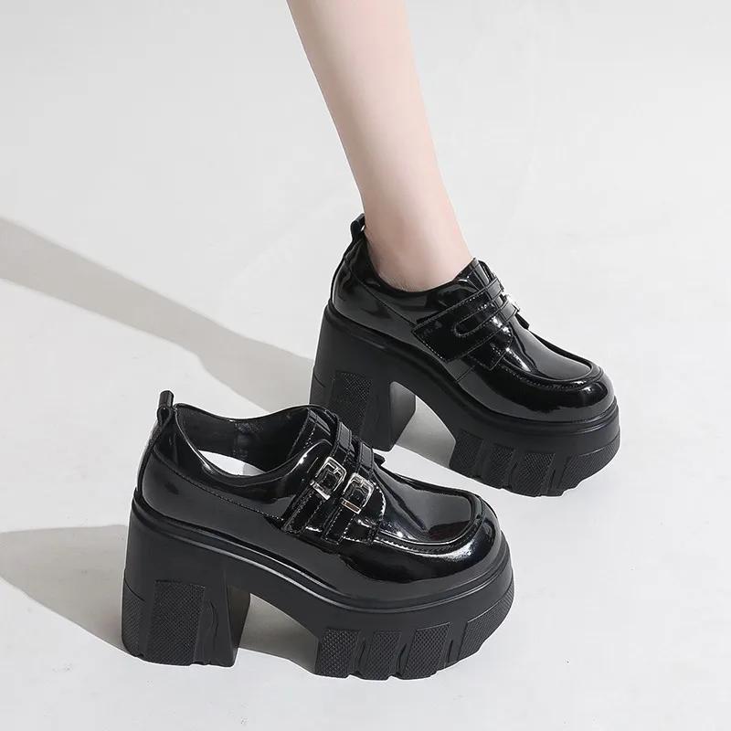 Fashion Spring and Autumn New Women's Shoes 2024 High Quality Fashion Solid Color Round Toe Thick Heel Buckle Women's High Heels