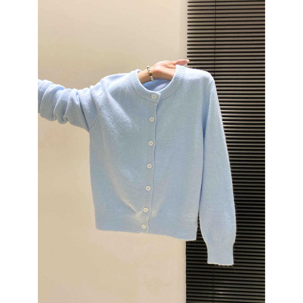 Лимонно-желтый омолаживающий однобортный кардиган-свитер женский осенне-зимний темпераментный мягкий восковой вязаный топ