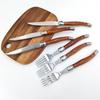 Plastic Wood Grain Handle Laguiole Steak Knives Forks Western Dinnerware Food Knife and Fork Set Stainless Steel Cutlery 6pcs