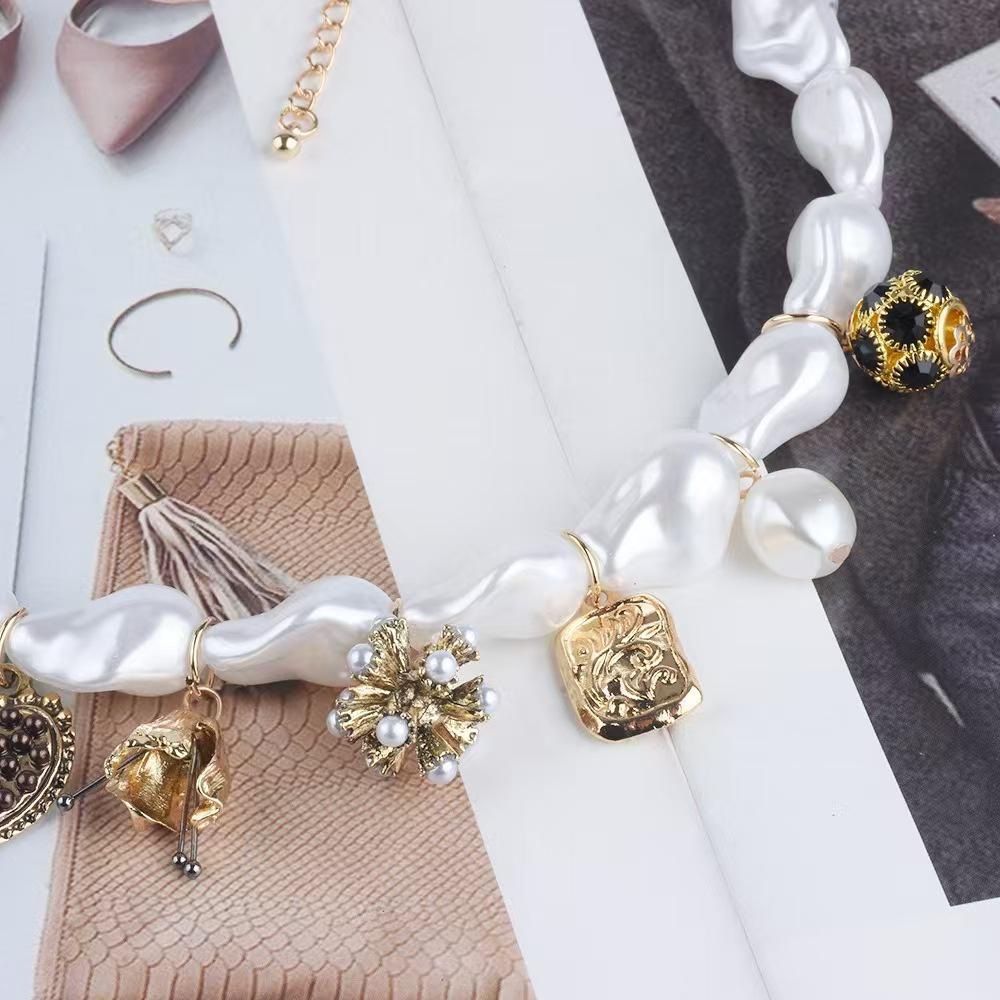 Винтажное жемчужное ожерелье в виде жука-сердца с душистым горошком - Элегантное эффектное украшение на ключицу для женщин