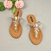Fashion 2025 New Women's Flip-flops Summer Party Shoes for Female Bling Flower Rhinestones Large Size Flat Heels Outside Ladies Slippers