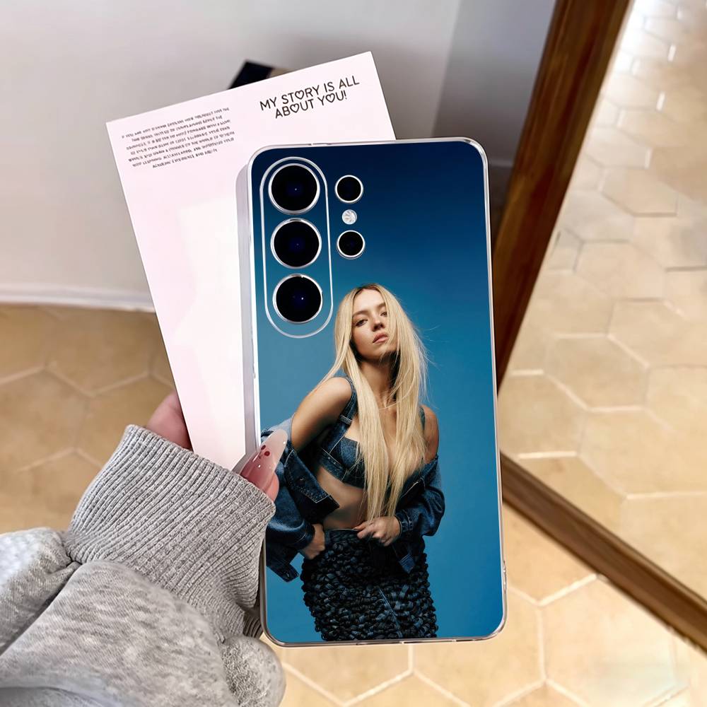 Чехол для телефона Sydney Sweeney для Samsung S25, S24, S21, S22, S23, S30, Ultra, S20, Plus, Fe, Note, 10, 9, 5G Прозрачный чехол