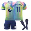 Подростки Дети Взрослые Имя на заказ Футбольные комплекты 25/26 Барса Сине-зеленый #11 Рафинья Спортивный тренировочный комплект с носками