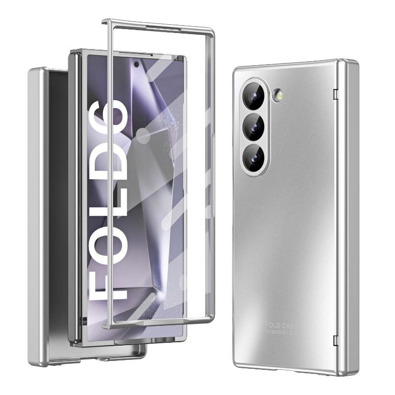 Гальванизированный жесткий чехол для телефона Samsung Galaxy Z Fold 6 5 4 3 Fold6 Fold5 Fold4 Fold3 защита шарнира противоударный чехол