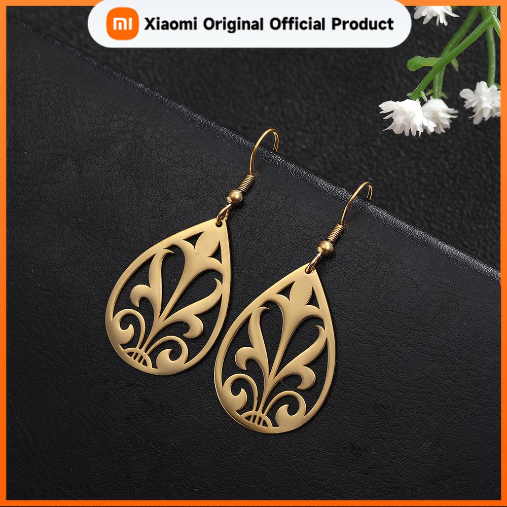 Xiaomi SKYRIM Stainless Steel Water Drops Vintage Drop Earrings for Women Hollow Out Flower Earring New Design Jewelry National Gifts