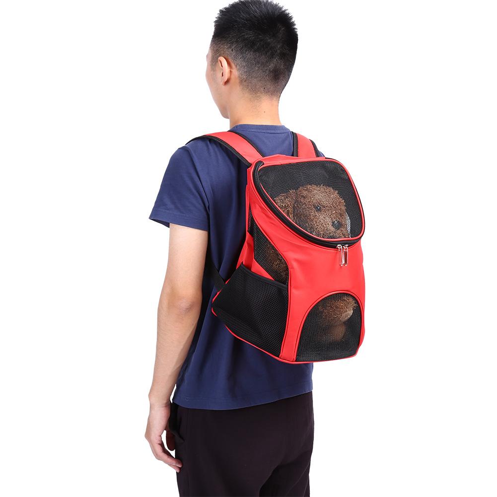 Рюкзак для переноски домашних животных для кошек и собак, вентилируемая сетчатая сумка на два плеча(красный)