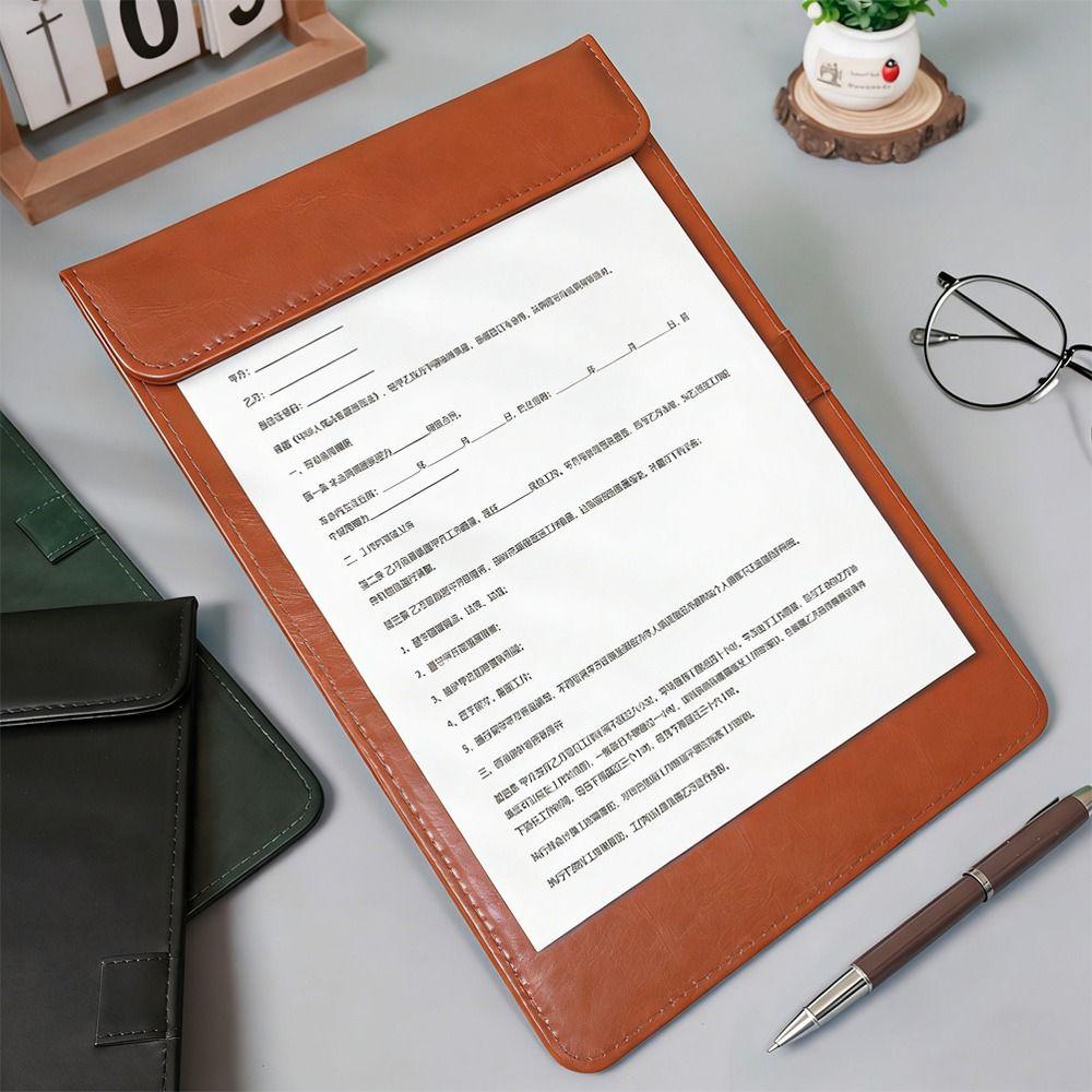 PU Leather Signature Writing Pad Magnetic Absorption Menu Folder Multi-functional Clip Board Hotel