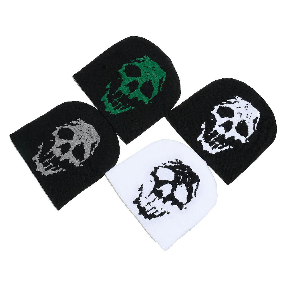 Зимняя шапка Мужская Хип-хоп Панк стиль Теплая шерстяная шапка Хэллоуин Череп Голова Жаккардовая вязаная шапка Шапка-пуловер Мужская и женская