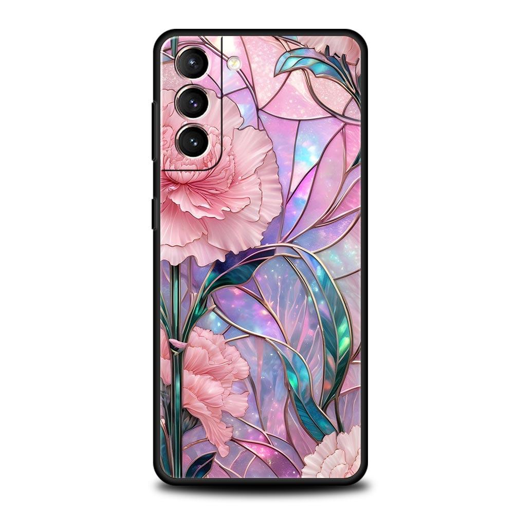 Модный Чехол Для Телефона С Цветочным Узором Для Samsung Galaxy S26 Ultra S25 Plus S24 FE S23 S22 5G S21 S20 Черный Мягкий