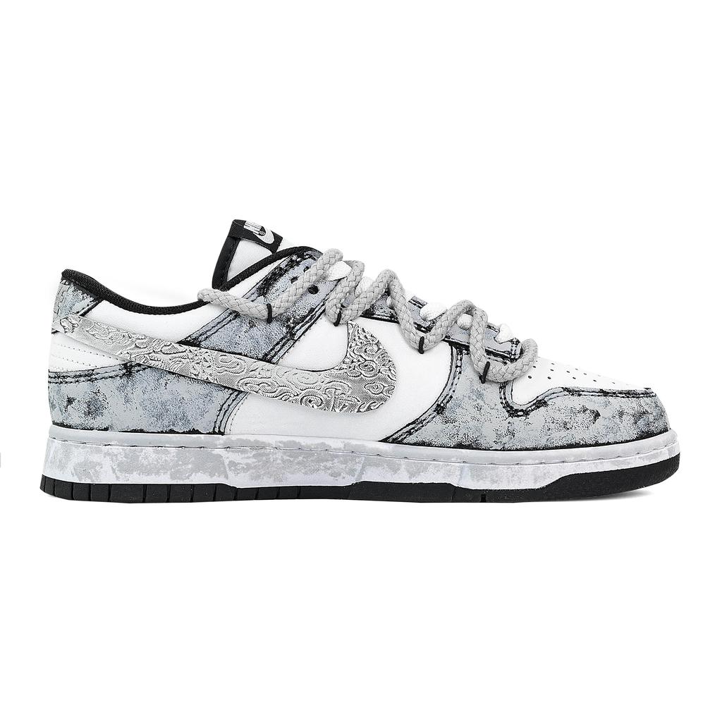 Nike Dunk Silver Bloom, Heart Box Abrasion Resistant Low top Skateboard Shoes Unisex Gray White DD1391-100(Team773--)