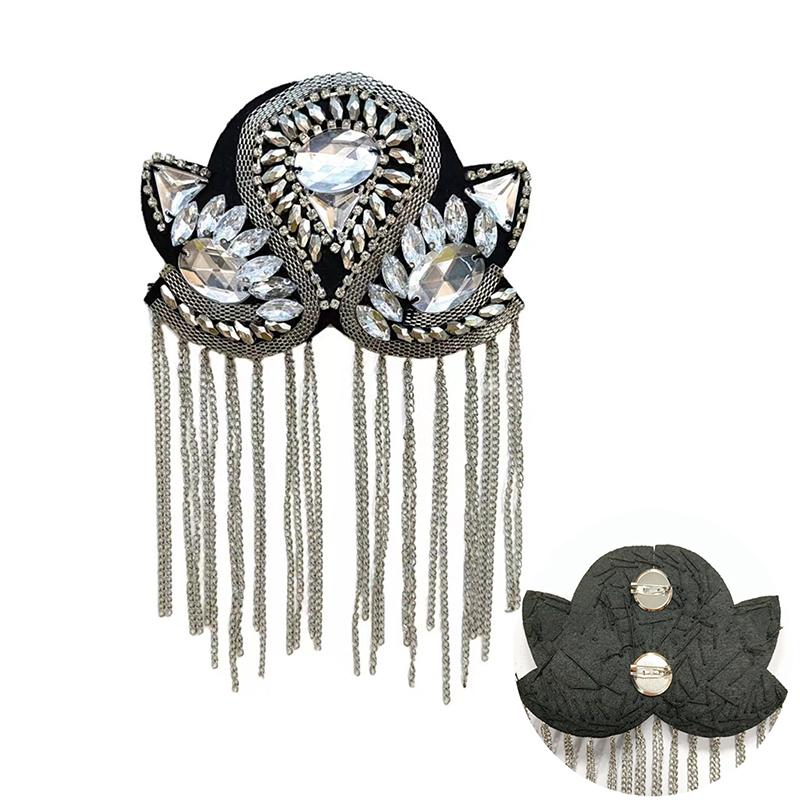 Брошь Пин Бусина Длинная Кисточка Цепочка Гальваническое Покрытие Декор DIY Мужчины Женщины Блинг Эполет Одежда Плечевые Украшения