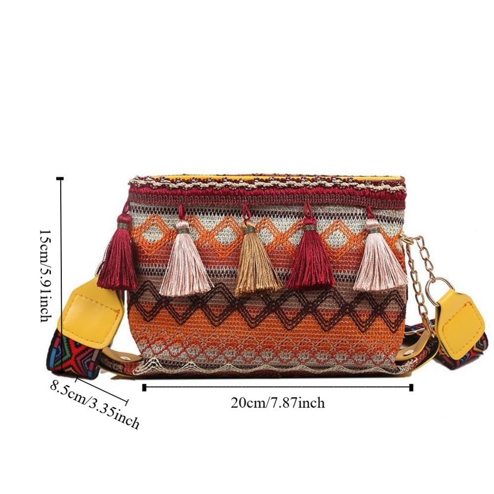 Сумка через плечо с кисточками и бахромой, плетеная сумка для телефона в стиле бохо, универсальные сумки через плечо в этническом стиле для активного отдыха