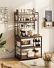 Kitchen Bakers Rack, 1.5m Power Cable Bakers Rack with Power Outlet, Kitchen Stand with X-Shaped Support Bar, 12 S-Shaped Hooks, Coffee Bar Stand for