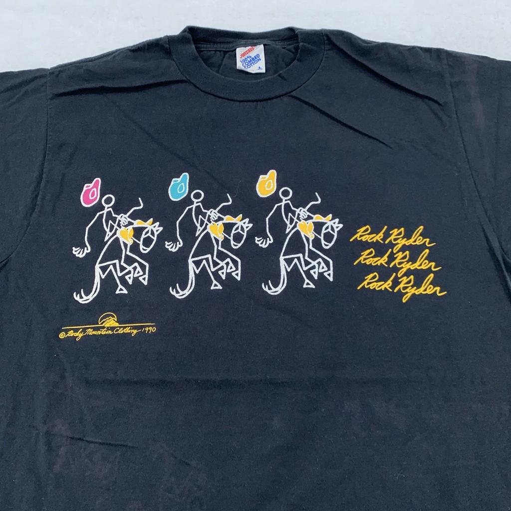 Vintage Rock Ryder Shirt Mens M/L Black 1990 Jody Mountain Cowboy Graphic 90s