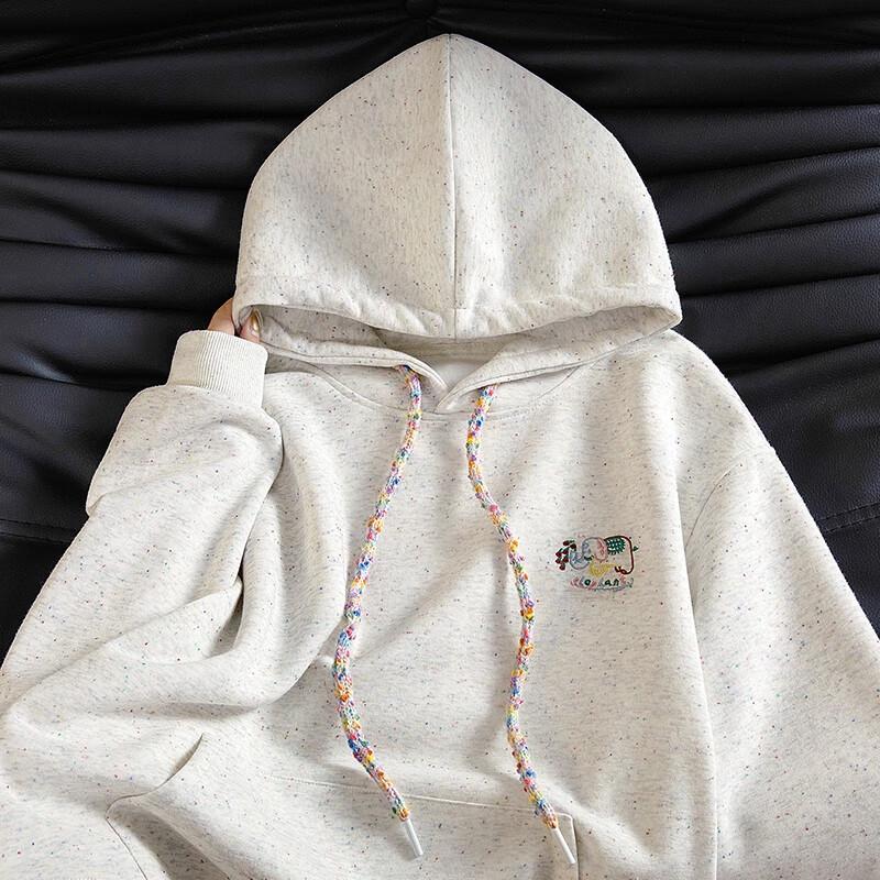 Women's Relaxed Cartoon Embroidered Hooded Sweatshirt