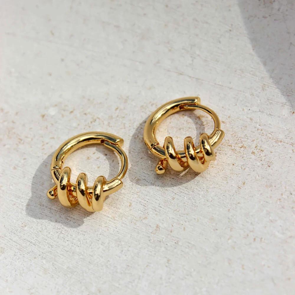 Punk Rock Metal Twisted Spiral Mini Hoop Earrings Stainless Steel Small Circle Round Huggie Ear Buckle Fashion 2026 New Jewelry