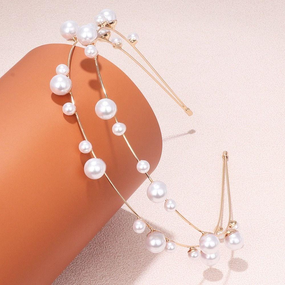 Natural Pearl Pearl Hair Band Double Layered Pearl Headband Versatile Bridal Hair Crown For Girls