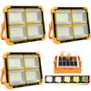 MGOXO 3-Piece Rechargeable LED Floodlight, 16000mAH High Capacity, Ultra-Bright 240W, 15000LM, SolarType-C Charging, Portable, 5 Color Switching,