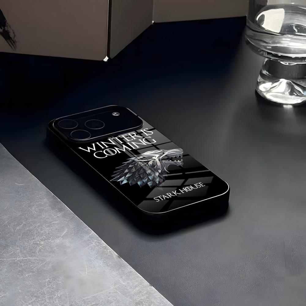 Winter Coming Stark Phone Case Glass For IPhone17 Air 16 15 17 14 Fresh Pro Max 13 12 11 X XS XR Plus For Samsung S 25 24 23 22