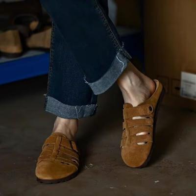 Женская обувь 2024 года, высокое качество, летние хиты продаж, женские тапочки, модные однотонные женские тапочки из замши Baotou на плоской подошве