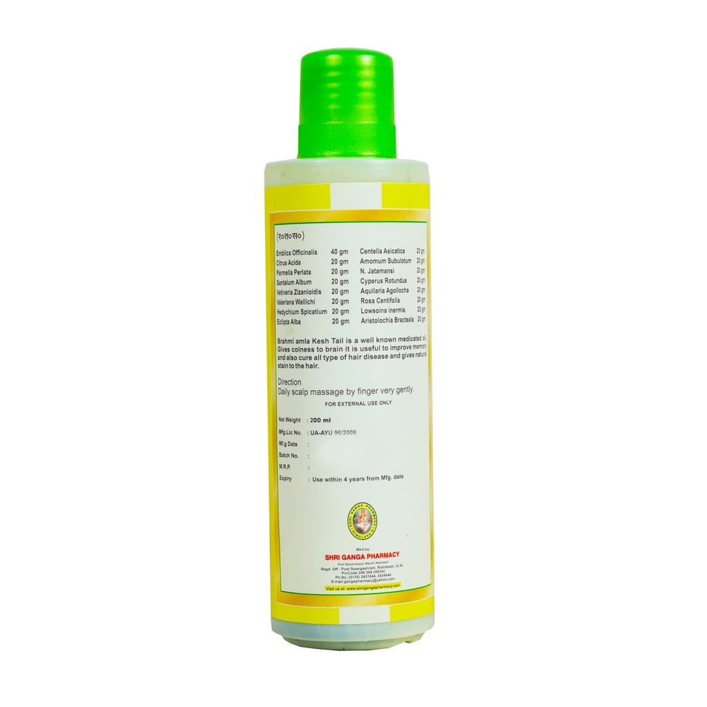 Hair Oil with Brahmi and Amla (200 Ml), Brahmi Amla Kesh Tail, Shri Ganga Pharmacy