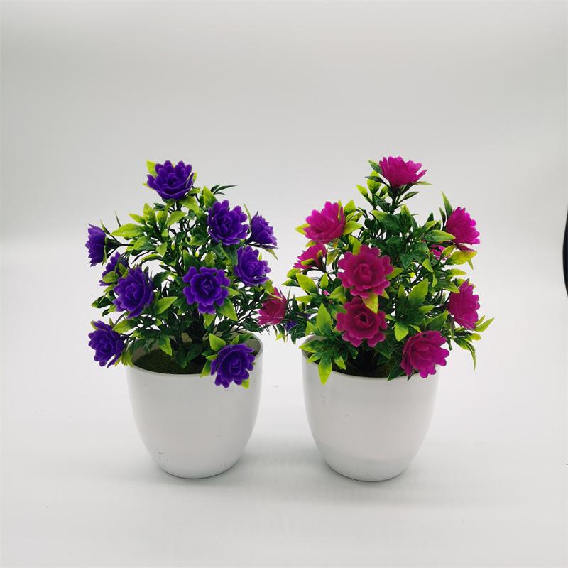 Искусственные зеленые растения: Маленький горшечный бонсай роза для домашнего декора