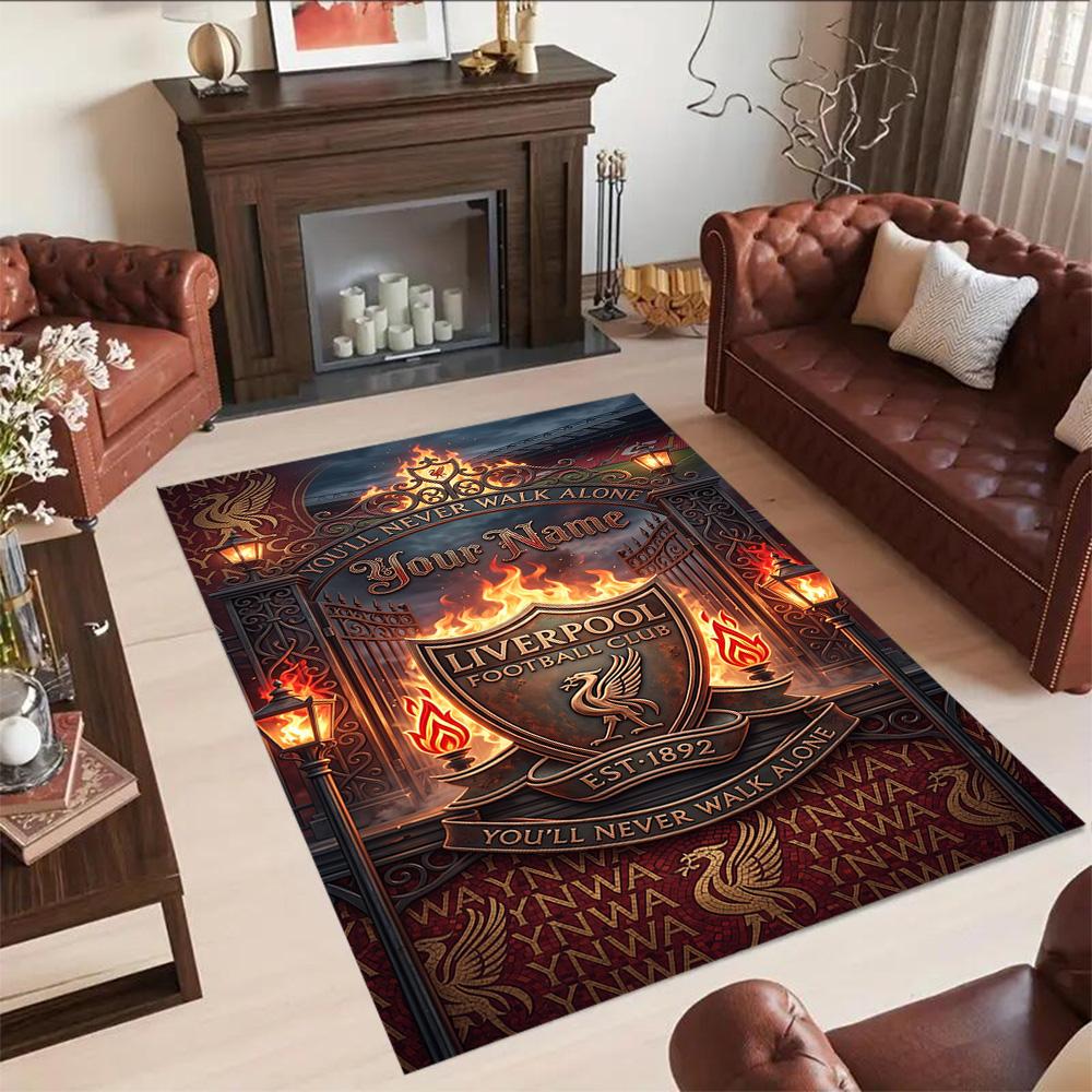 Liverpool Fc Customizable Name Floor Rug Office Rug Design For Playrooms Game Room Entryway Foyer Antislip Carpet Office Home Decor Spiritual Gift