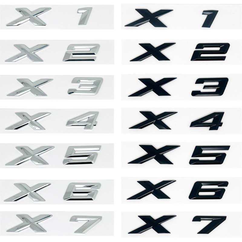 Para BMW X1 X2 X3 X4 X5 X6 X7 GT Logo emblema del maletero trasero insignia 3D ABS cromo negro pegatina del coche calcomanías ac
