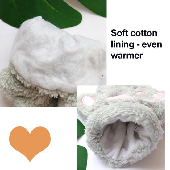 Women Cat Paw Gloves Cute Fuzzy Warm Half Finger Gloves Winter Plush Animal Paw Gloves for Girls Teens Cosplay Costume Parties Daily Wear