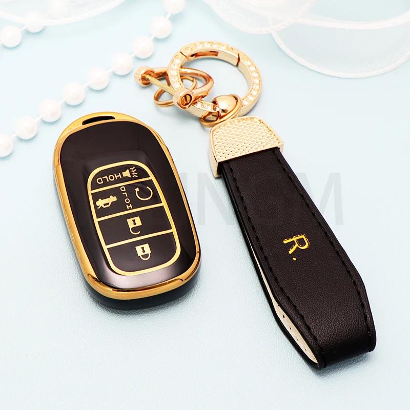 Чехол для ключа из ТПУ для Honda Civic Accord HR-V CR-V CRV 2021 2022 2023 5 кнопок Автомобильный брелок Корпус Держатель для ключа Аксессуары