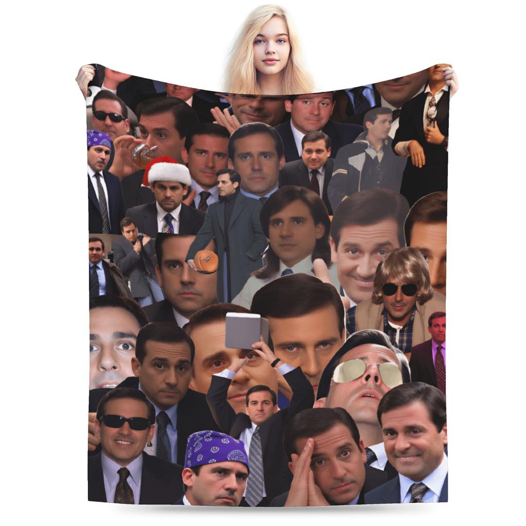 Dwight Schrute Collage Blanket Quality Warm Soft Throw Blanket Winter Students Living Room Fluffy Bedspread
