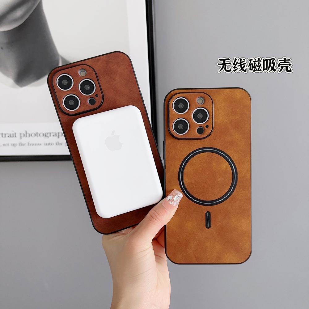 Ретро Матовый Кожаный Чехол для Apple iPhone 15 14 13 Pro Max Plus 14Pro 15 Pro Для Magsafe Магнитной Беспроводной Зарядки Задняя Крышка