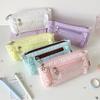 Ruffled Edge Ruffled Pencil Case Star Zipper Pencil Pouch Korean Ruffled Stationery Bag  Office