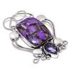 Подарочный кулон из стерлингового серебра 925 пробы с натуральным медным чароитом и аметистом 2,76 дюйма v7G79