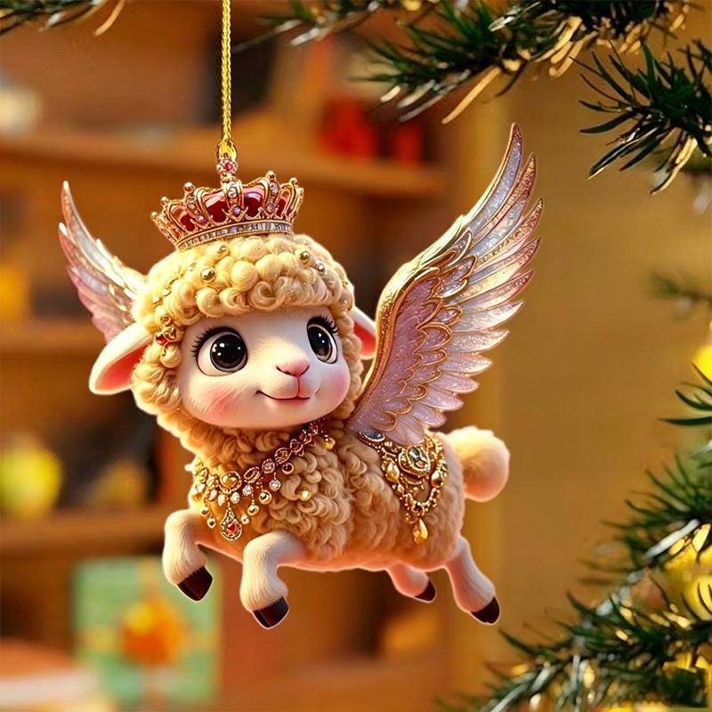 Рождественский подвесной ornament Овечка Плоский Акриловый Милый Подвесной Ягненок для Рождественской Елки Праздничной Вечеринки Домашних Украшений