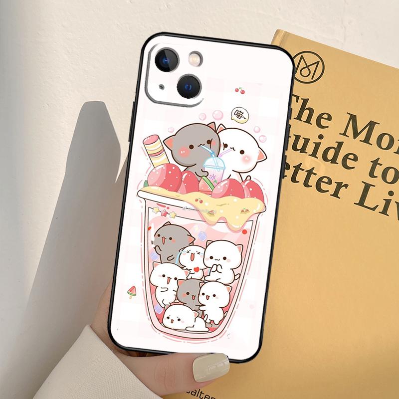 Peach And Goma Cats Case For iPhone 13 14 Pro Max 11 12 Mini 6S 7 8 Plus SE 2020 2022 X XR XS MAX Cover Coque