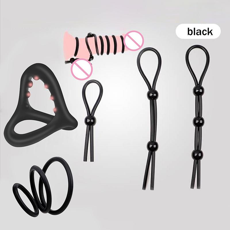 1/3Pcs Adjustable Sex Toys For Adults Men Silicone Ejaculation Delay Penis Ring Rope Male Cockring Semen Lock Ring Penis Sleeve