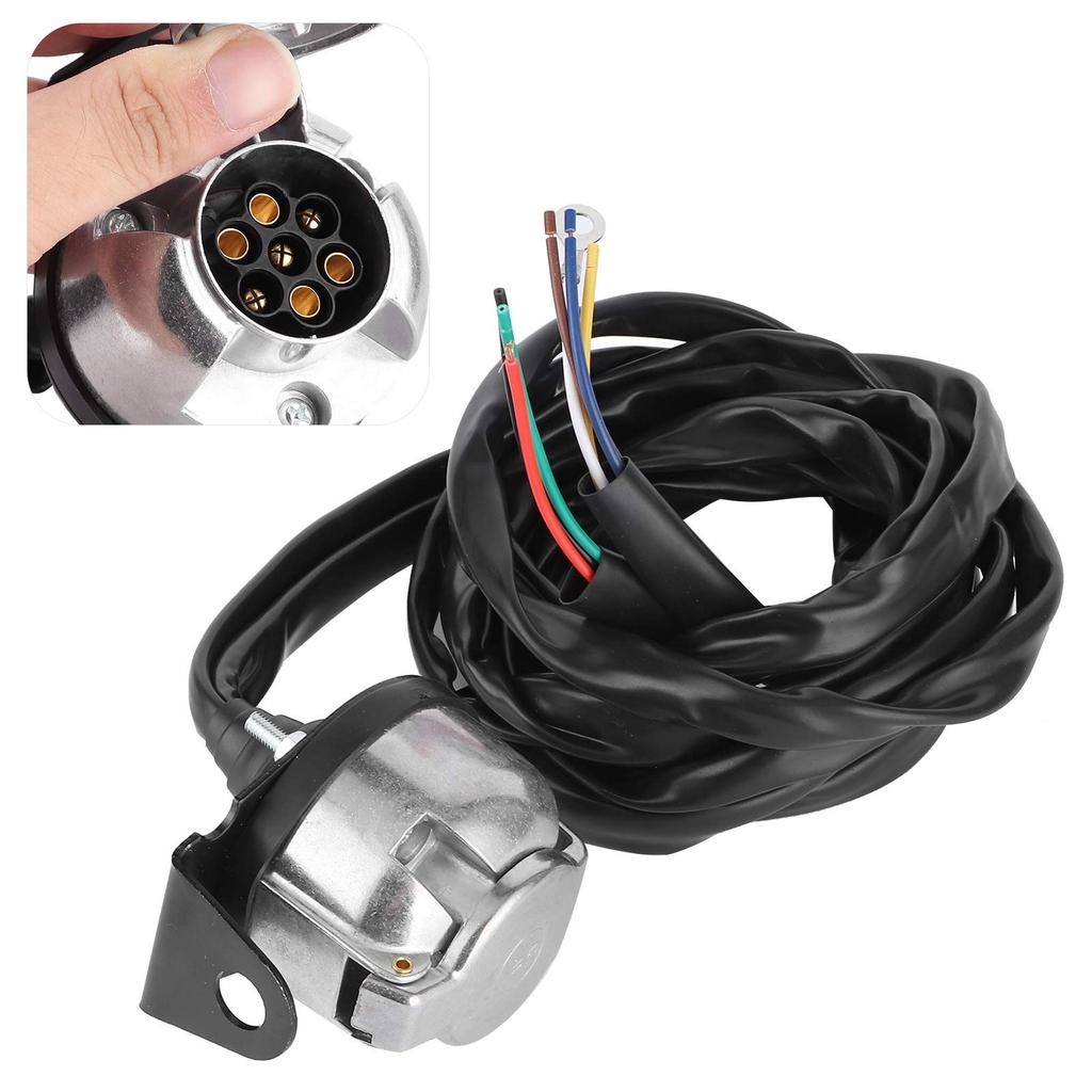 Trailer Connector, 7 Pin European Trailer Connector Socket Wiring Plug 2m Cable for Commercial Vehicle Semi Trailer