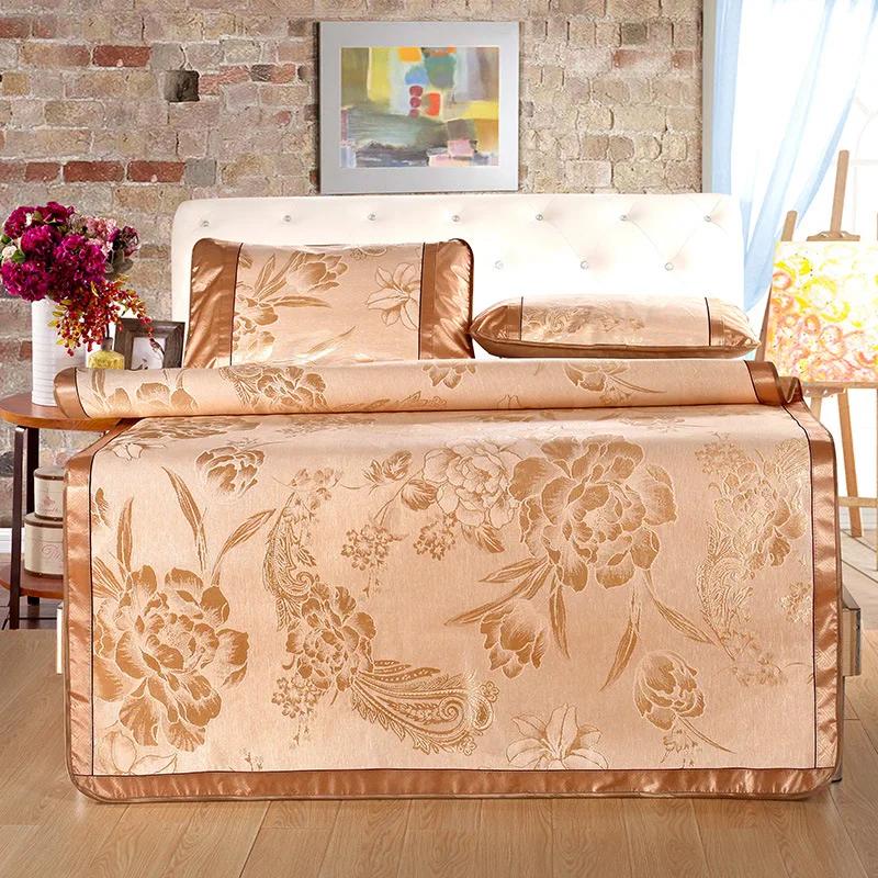 Летний коврик из ледяного шелка для холода, комплект из трех предметов, складной коврик, утолщенный коврик для кондиционирования воздуха, кровать 1,8 м, мягкий коврик для студенческого общежития, 1,5 м